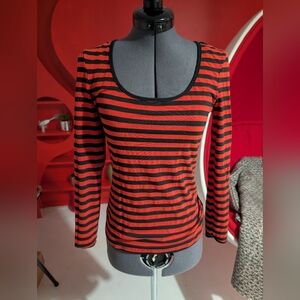 Troublemaker Top in Black and Orange Stripes - Vixen by Micheline Pitt